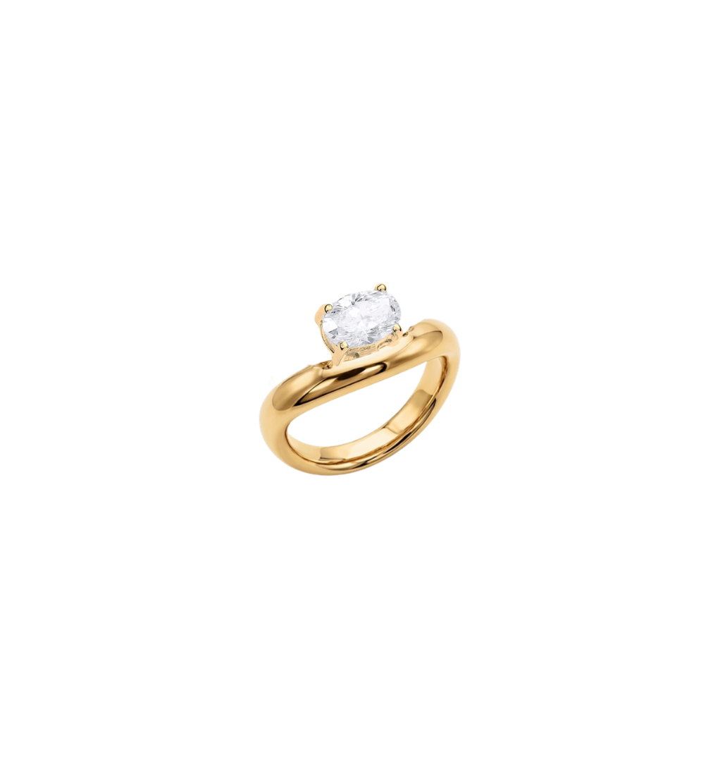 Anel Dedinho com Diamante Oval
