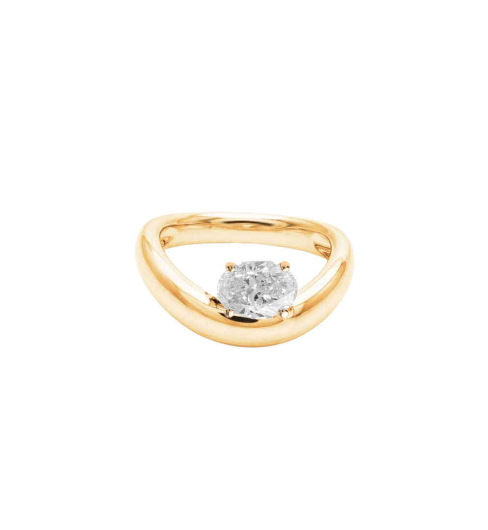 Anel Dedinho com Diamante Oval