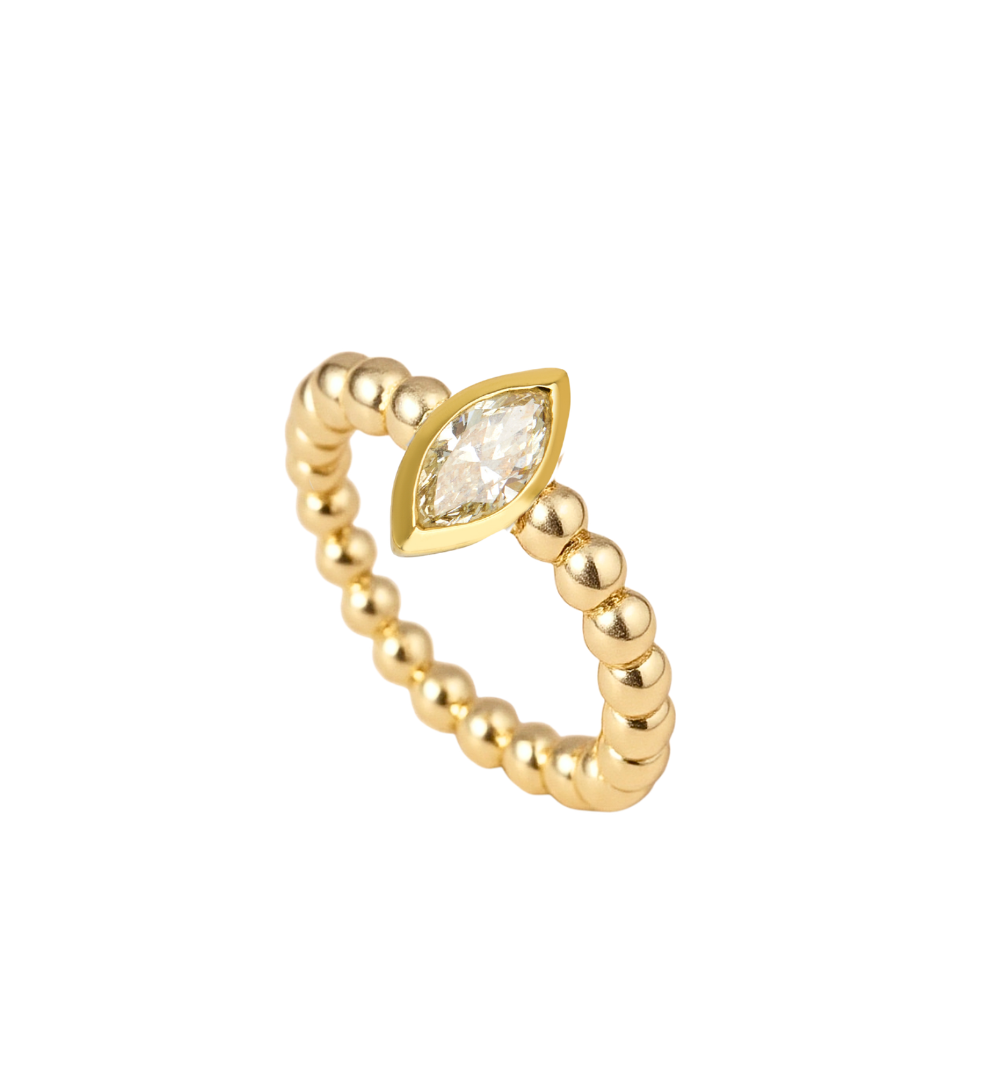 Anel Esfera Marquise Topázio Branco