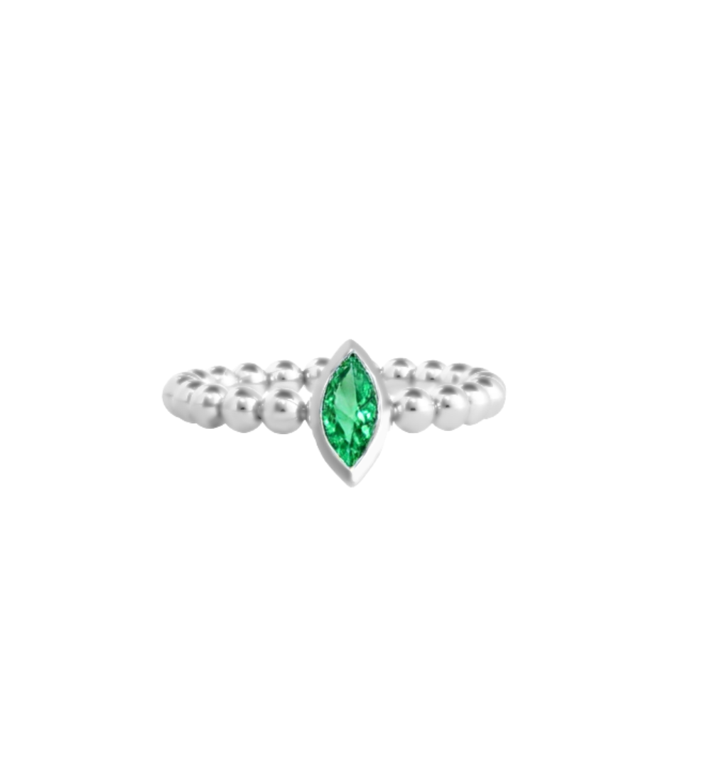 Anel Esfera Marquise Esmeralda