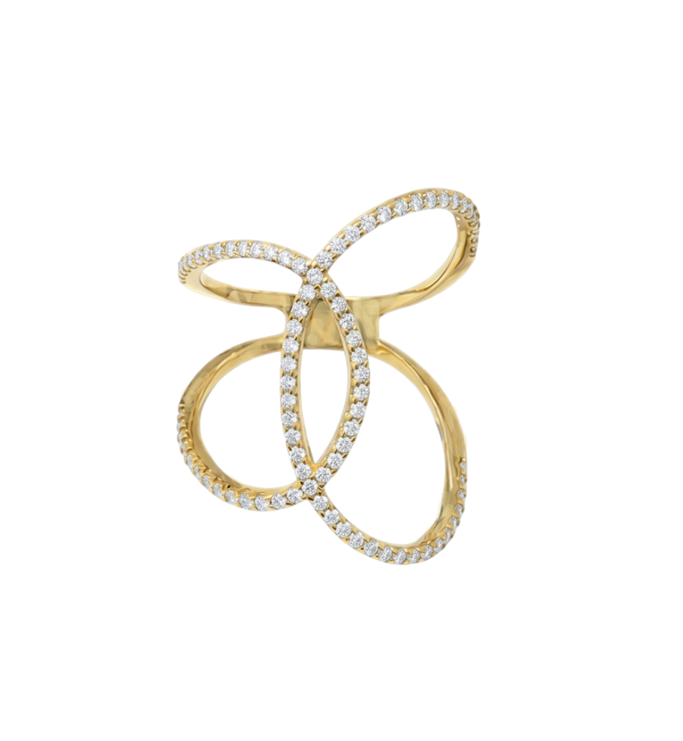 Anel Ouro Amarelo com Diamantes