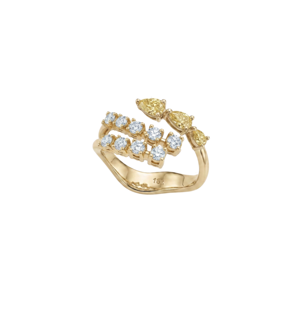 Anel Diamantes e Diamantes Fancy Yellow