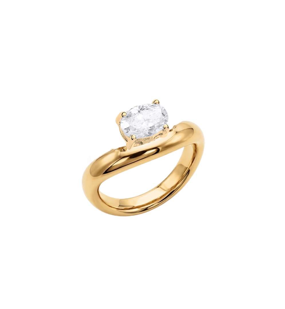 Anel Dedinho com Diamante Oval