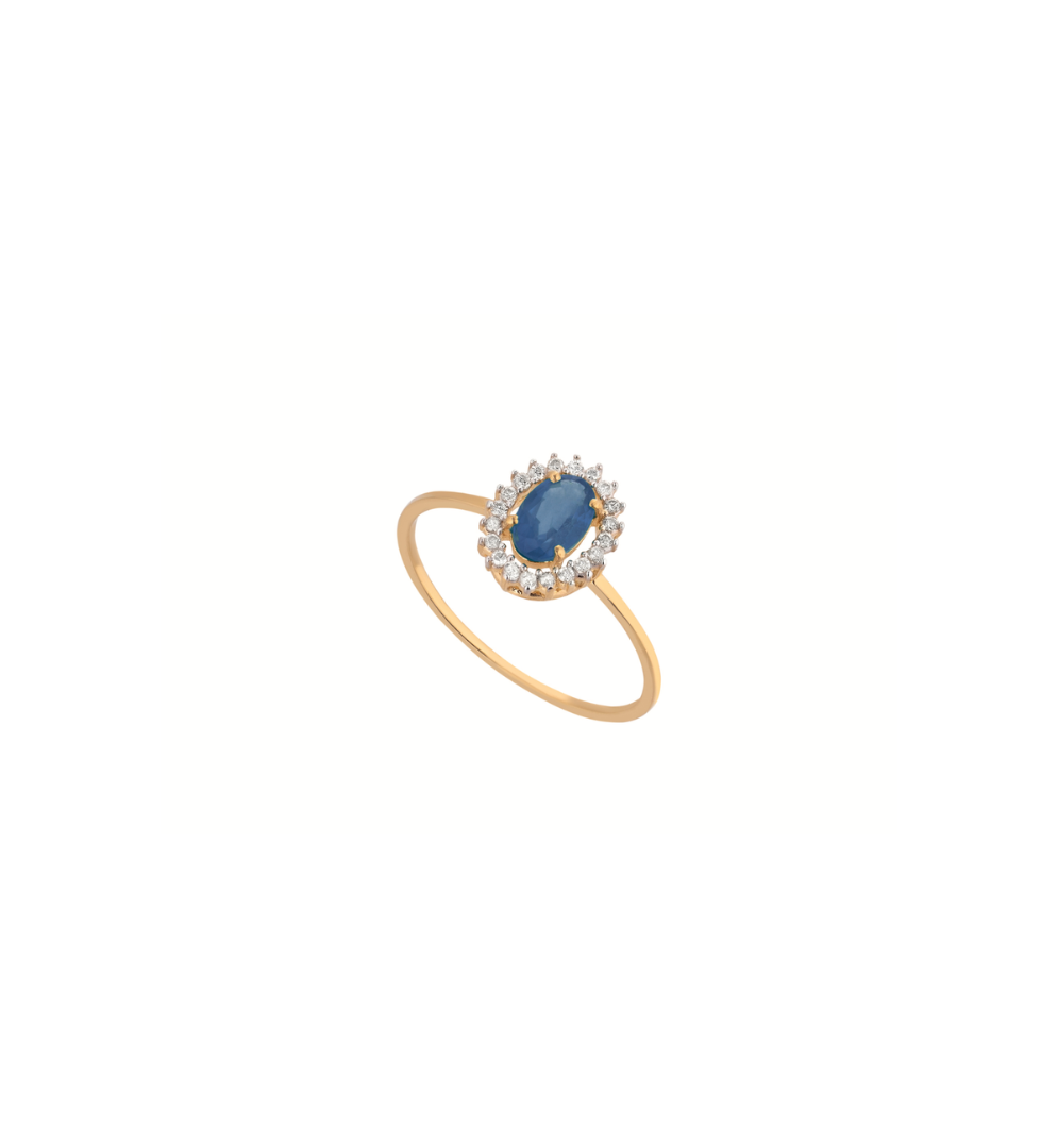 Anel Safira Ouro Amarelo