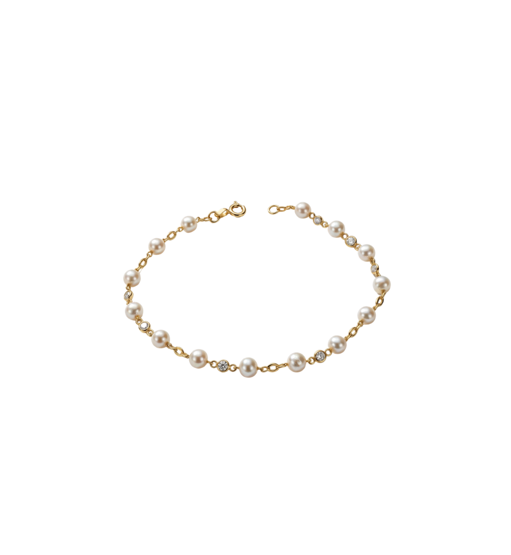 Pulseira Infantil Cristais e Pérolas