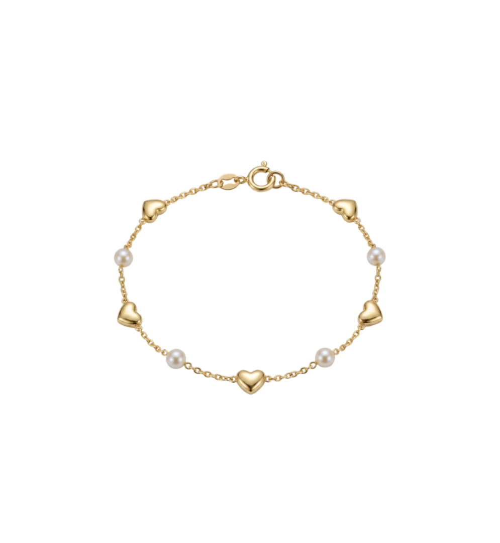 Pulseira Corações e Pérolas Baby